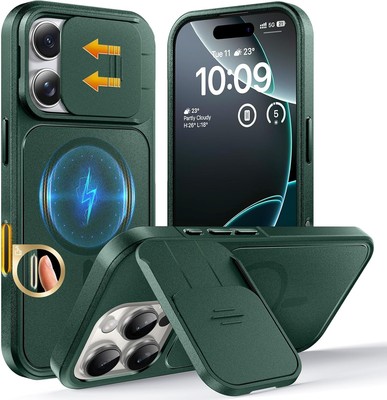 iPhone 16 Pro Case with Slide Camera Cover, Kickstand and Camera Control Button