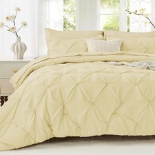 Queen Comforter Set, 7-Piece Bed in a Bag, Pintuck Bedding Sets for All Seaso...