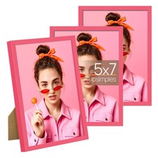 upsimples 5x7 Picture Frame Set of 3 Pink HD Glass for Wall or Tabletop Display