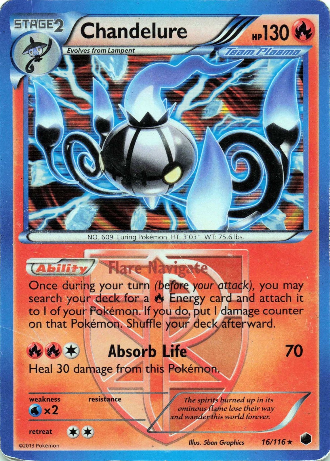 Chandelure (Team Plasma) 16/116 - REVERSE HOLO - Plasma Freeze - LP