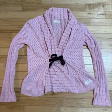 Odd Molly 337 Cardigan Sweater Y2K Dainty Women’s 2 Pink Knit Crochet Medium