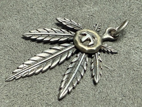 Sterling Silver Marijuana Pot Leaf Weed Pendant Large Signed 1.75”