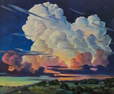 Colorist Original Canvas New Painting Impressionist Large Glowing Clouds Hawkins