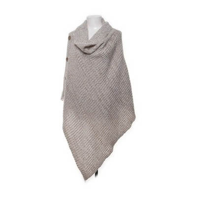 Laura T, Poncho, Größe: M, Beige/Weiß, Acryl, Grobstrick, Damen #OEU