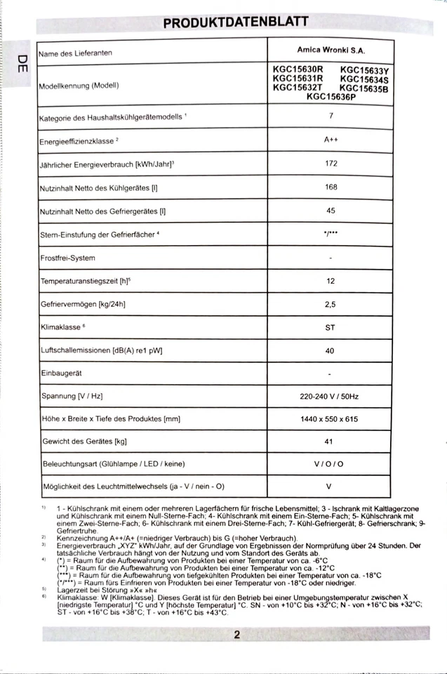 AMICA Standkühlschrank mit Gefrierfach  KGC15632T  in  türkisfarbenen Farbton  - Bild 3 von 4