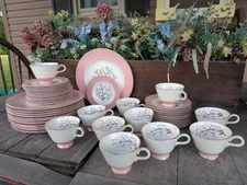 Vintage 50s Homer Laughlin Eggshell Pink Cavalier Miscellaneous Dinner Set