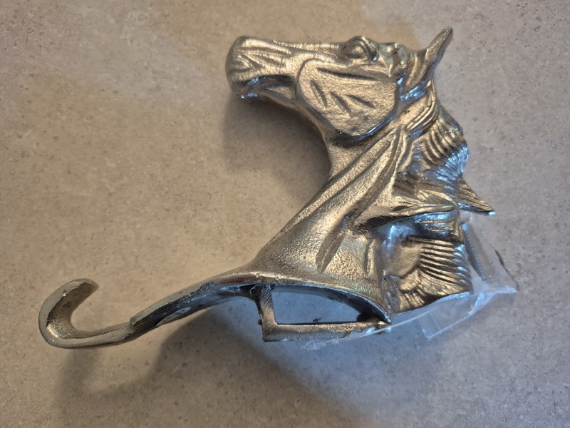 Cast Metal Horse Head Wall Hook Silver Pewter Finish Equestrian Tack Coat...