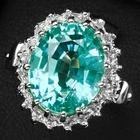 Seafoam Green Paraiba Tourmaline Oval 6.55Ct 925 Sterling Silver Handmade Rings