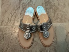 New $138 Jack Rogers Jacks Original Silver Wh...