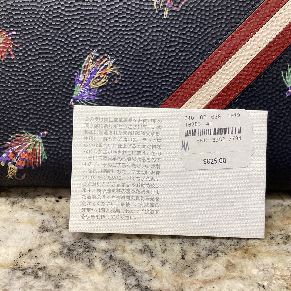 Bally 皮革拉链钱包 625 美元全新罕见飞钓豪华礼物意大利制造 — 第 3/4 张图片