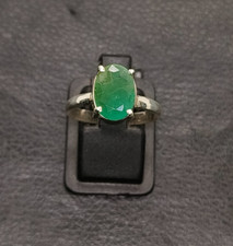 Natural Zambian Emerald Ring 925 Sterling Silver Emerald Ring Stone US Size 7.5