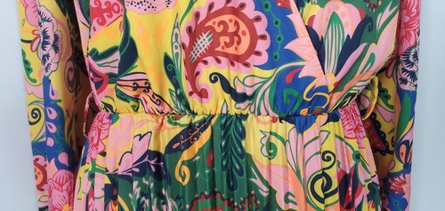 Womens Maxi Dress Small Avant Garde Pleated Wrap Maxi Bold Maximalist Boho - Picture 5 of 15