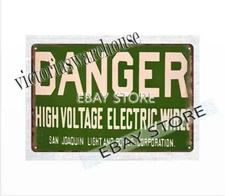 all decor HIGH VOLTAGE ELECTRIC WIRES Danger metal tin sign