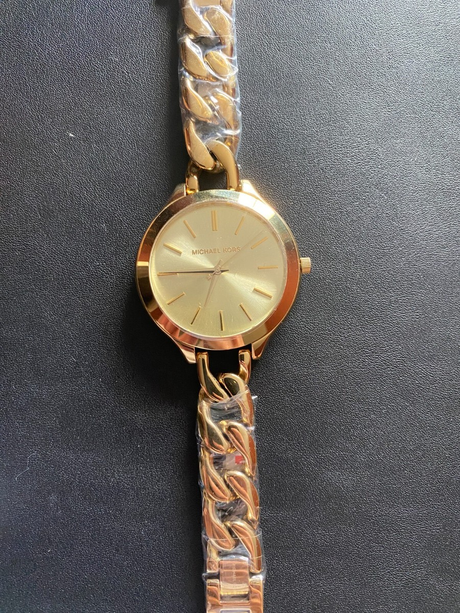Michael Kors MK3222 Slim Runway Champagne Dial Gold Tone  display picture 3