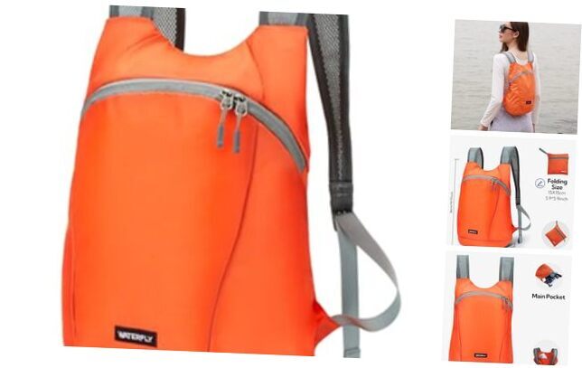 Foldable 15L Lightweight Hiking Backpack - Packable Daypack in Orange