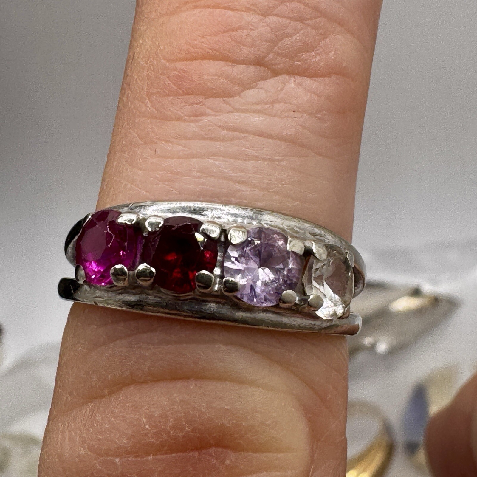 Solid 10k White Gold Ring with Semi Precious Birt… - image 7