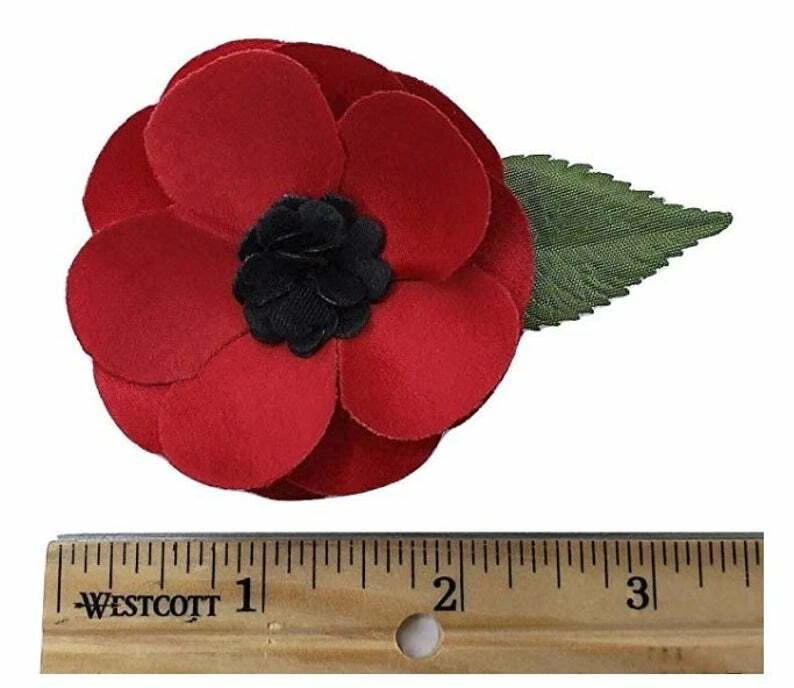 Broche prendedor flor tela seda amapola 2,25" M&S Schmalberg hecho en EE. UU. Foto 3 de 4