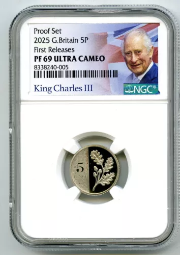 2025 GREAT BRITAIN 5P PROOF NGC PF69 UCAM OAK LEAF 5 PENCE FIRST RELEASES