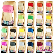 Women Tube Crop Bra Bandeau Top Stretch Strapless Seamless Layering