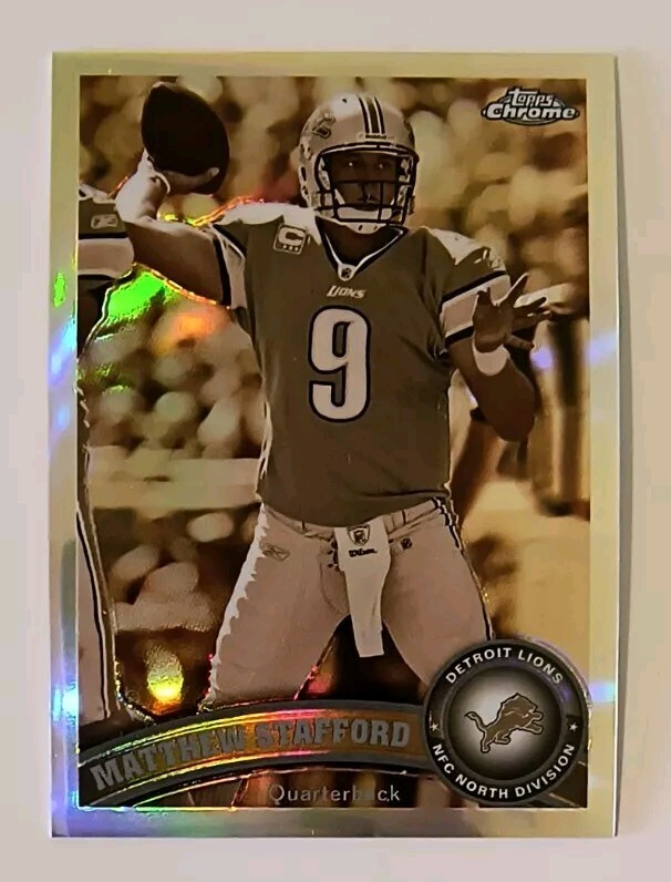 MATTHEW STAFFORD Sepia Refractor Card #65/99 - 2011 Topps Chrome