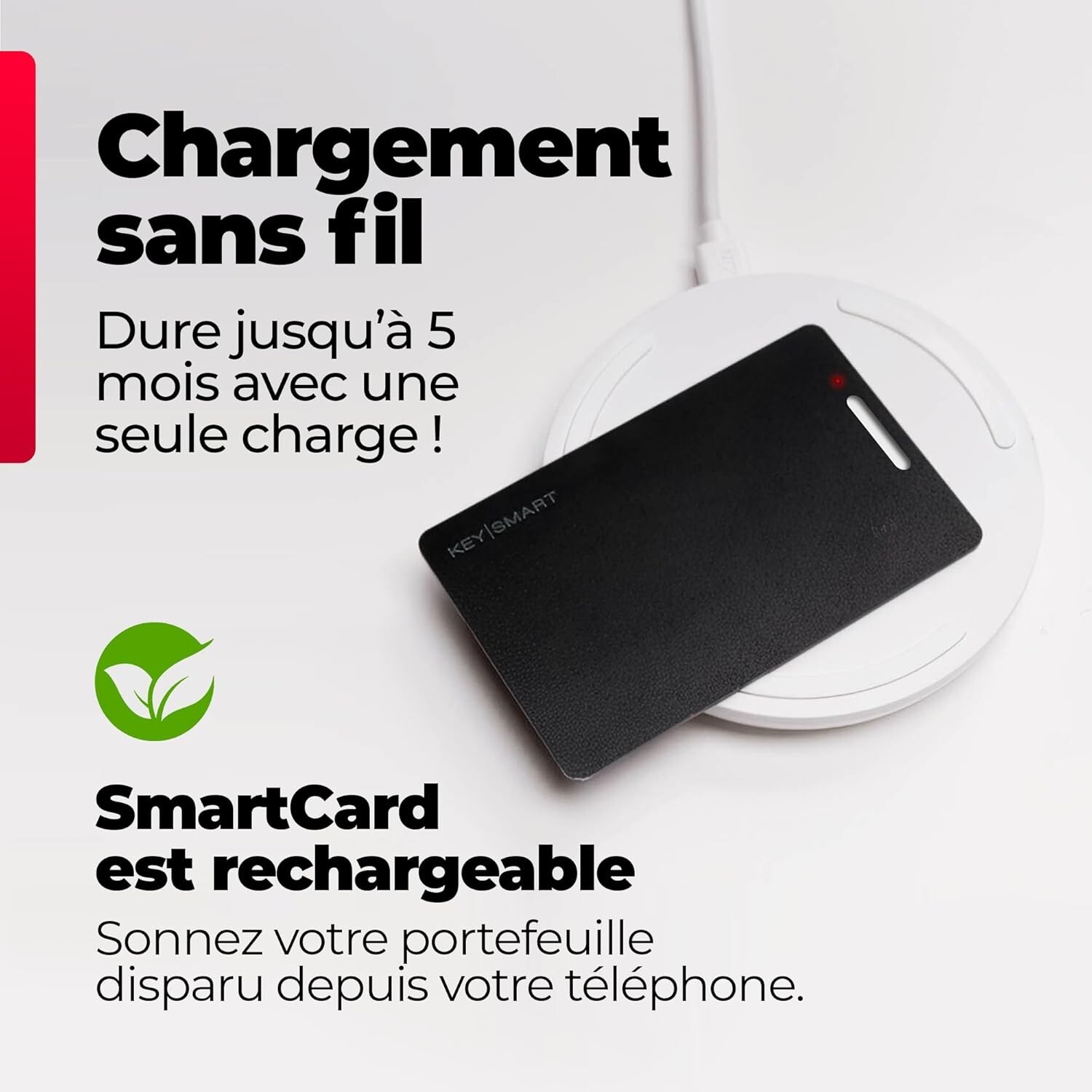 Traceur GPS KeySmart SmartCard ultra fin avec batterie rechargeable