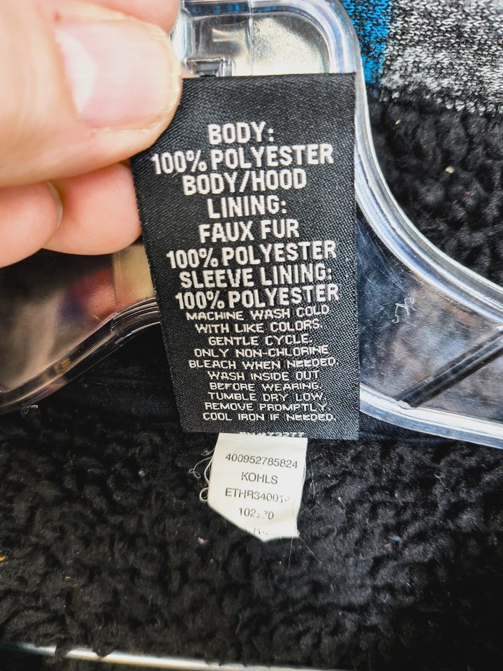 Abrigo con Capucha Tony Hawk Cremallera Completa Negro Azul Rayas Niños Mediano 34 Vellón Foto 3 de 4