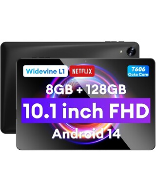 Headwolf Android 14 Tablet 10.1 inch WiFi FHD Display Tablets PC 128GB Octa-Core