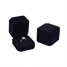 2 Pack Velvet Ring Boxes, Earring Pendant Jewelry Case, Ring Earrings Black