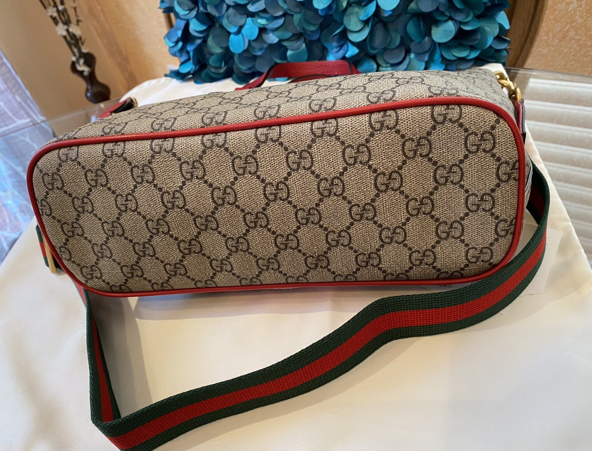 HOT! Authentic Gucci 473887 GG Supreme & Leather Bosco Small  display picture 2