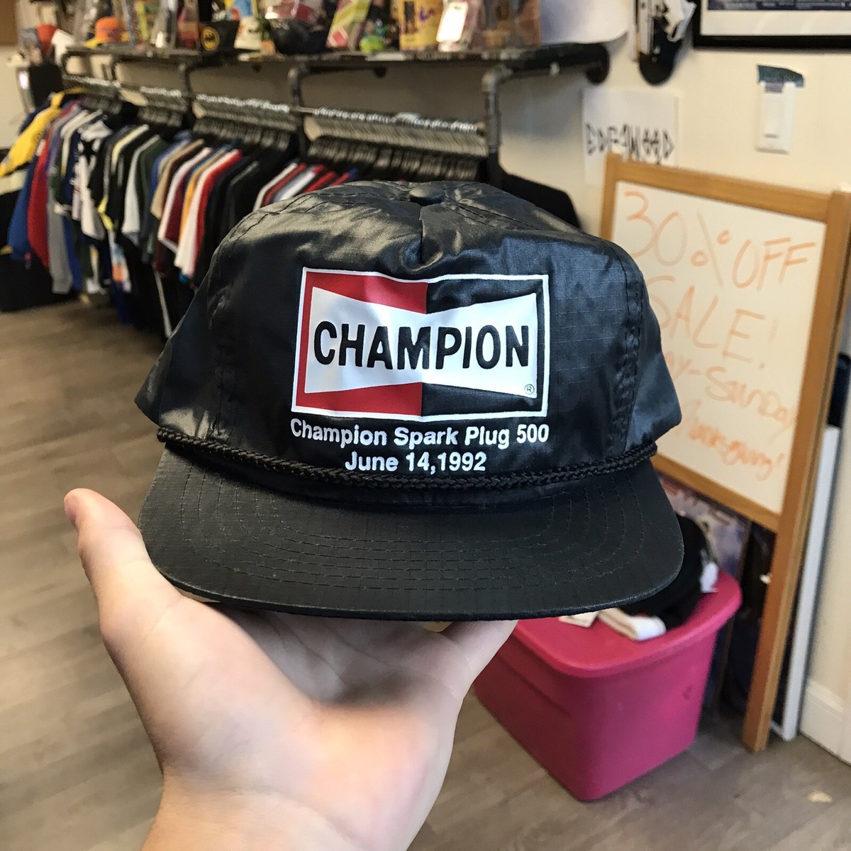 Vintage 1992 Champion Spark Plug 500 NASCAR Racing Rope SnapBack Cap