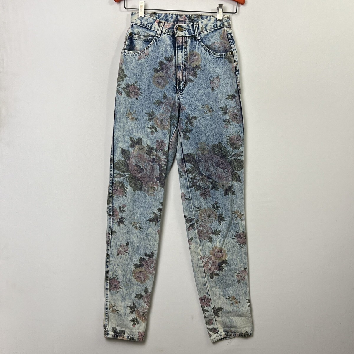 Vintage 1980s Acid Wash High Waisted Mom Jeans Pink Rose
