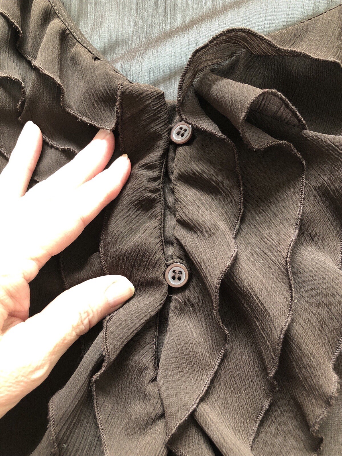 Women's Top HEIRLOOM LIMITED Brown Chiffon w/Cami… - image 10