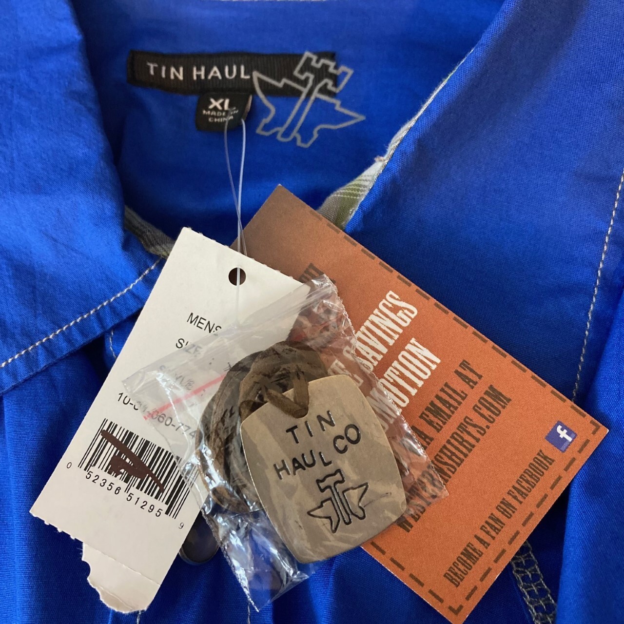 Tin Haul Western Shirt Mens XL Blue Long Sleeve Shirt Pearl Snap NWT eBay