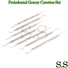 Periodontal Gracey Curettes Set of 7 Medical Dental Surgical Instruments PR-134