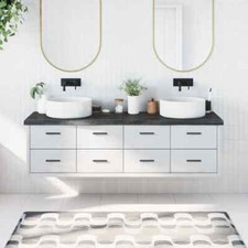 CIADAZ Bathroom Countertop Dark Grey 180x60x6  Treated Solid Wood, Worktop P9L0