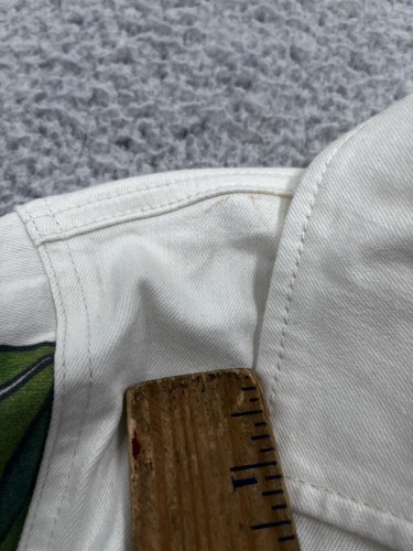 Women's Chico's White Denim Jacket Tropical Floral Crane Embellished Size 1 - Picture 8 of 13