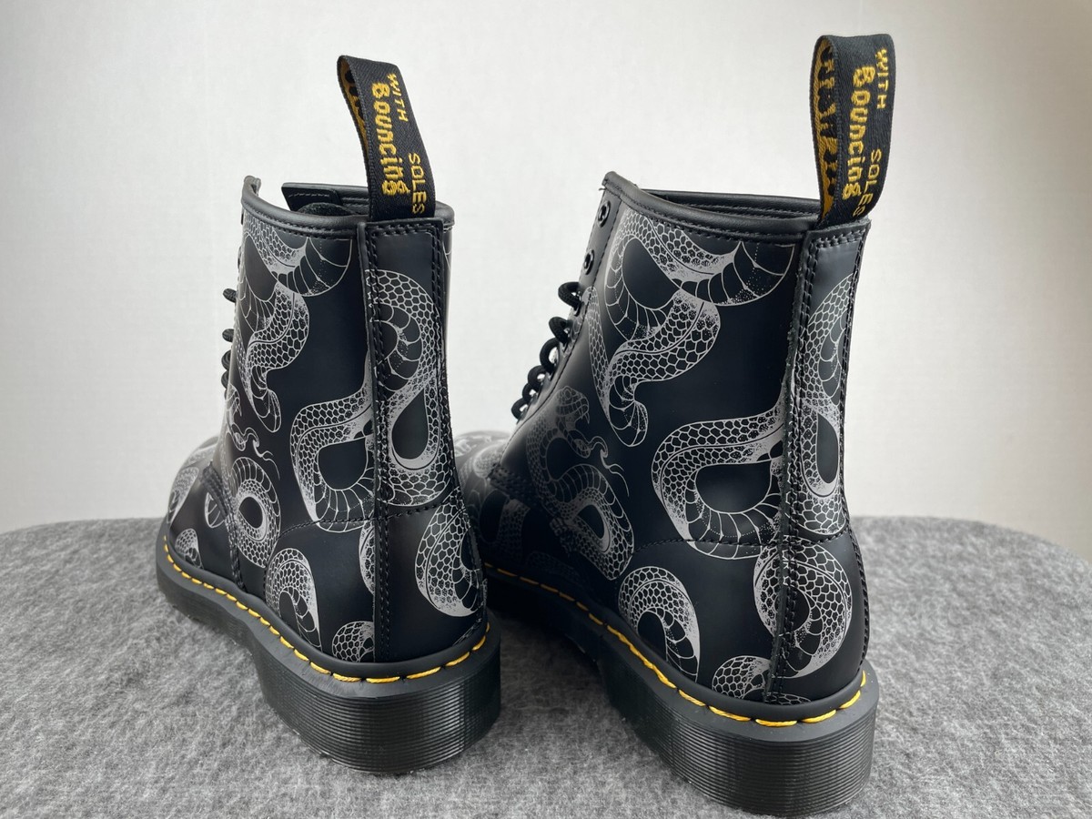 Dr. Martens 1460 Wild Serpent Smooth Black Lace Up Leather Boots Dr. Martens 1460 Wild Serpent Smooth Black Lace Up Leather Boots