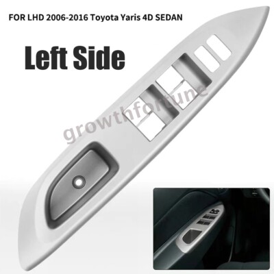 Silver Power Window Switch Bezel Trim For 06-16 Toyota Yaris 4-Door Sedan LH