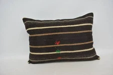 Kilim Pillow Cover, 20"x28" Brown Pillow Case, Ethnical Kilim Rug Pillow