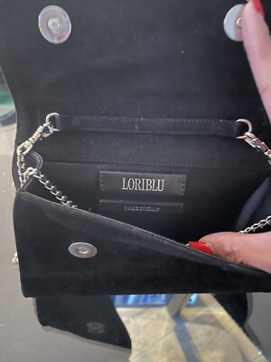 Loriblu Handtasche Clutch Glitzer Wildleder Schwarz Elegant Keine Gebrauchsspure