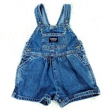 Oshkosh B'Gosh Vestbak Overalls Shortalls Girls size L 12-18 mos Blue Denim