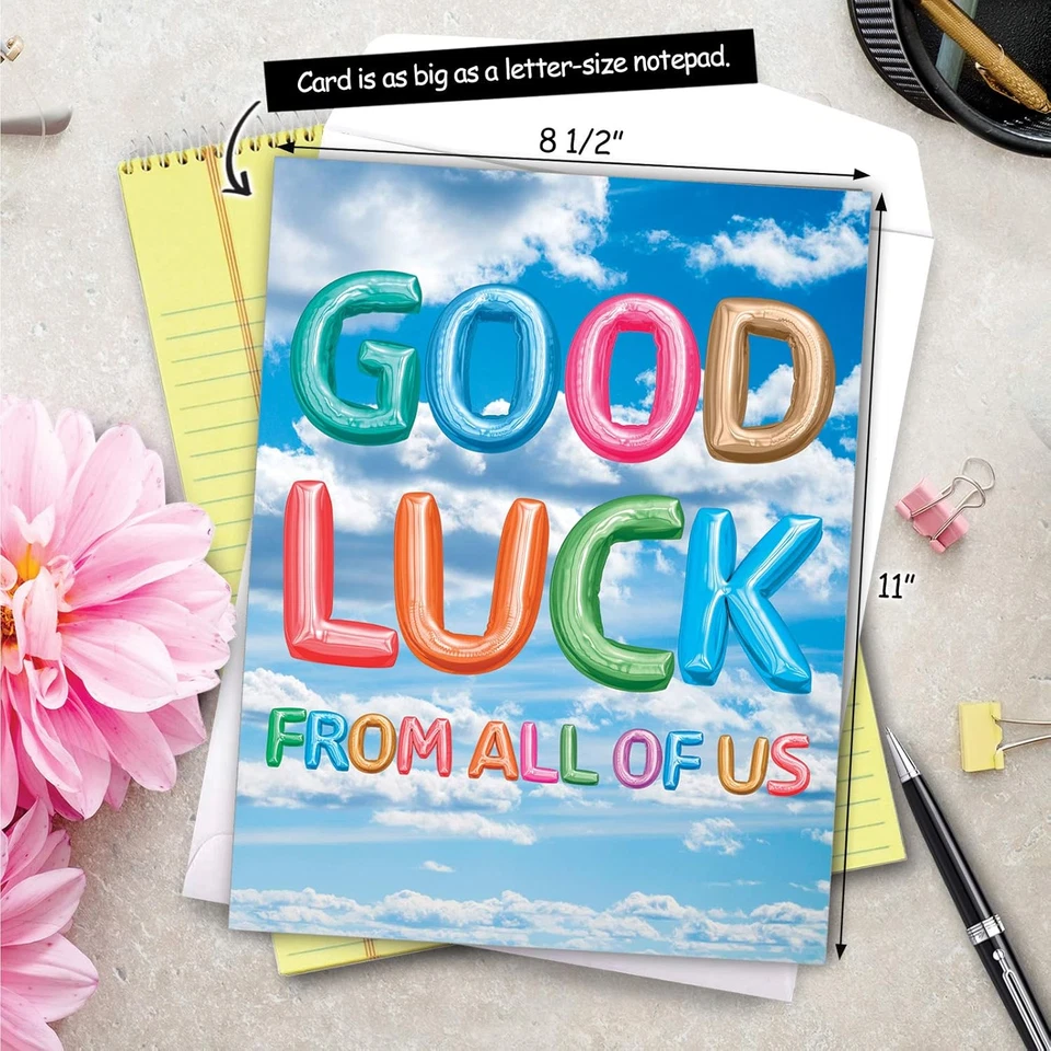 La mejor tarjeta - Tarjeta de felicitación de gran buena suerte (8,5 X 11 pulgadas) - Globos, coloridos Foto 3 de 4