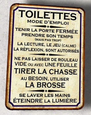 Blechschild Vintage Toilette Bedienungsanleitung