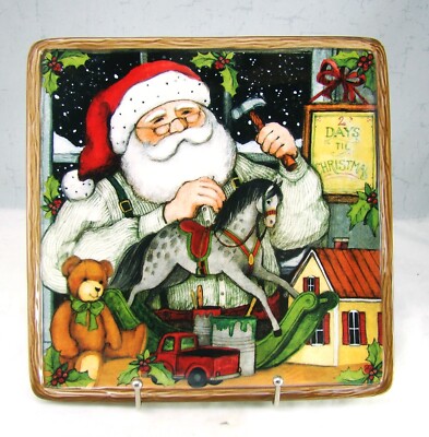 Certified Int Susan Winget WEIHNACHTSMANN Werkstatt Viereck Dessertteller Neu W