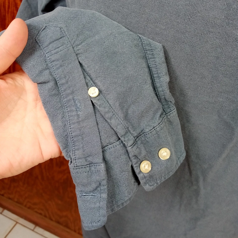 H&M L.O.G.G. Camisa Regular Fit Manga Larga Con Botones Azul Talla S Pequeña Foto 4 de 4