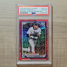2024 Bowman Chrome GEORGE LOMBARD JR Yankees RED Shimmer PSA 10 LOWPOP