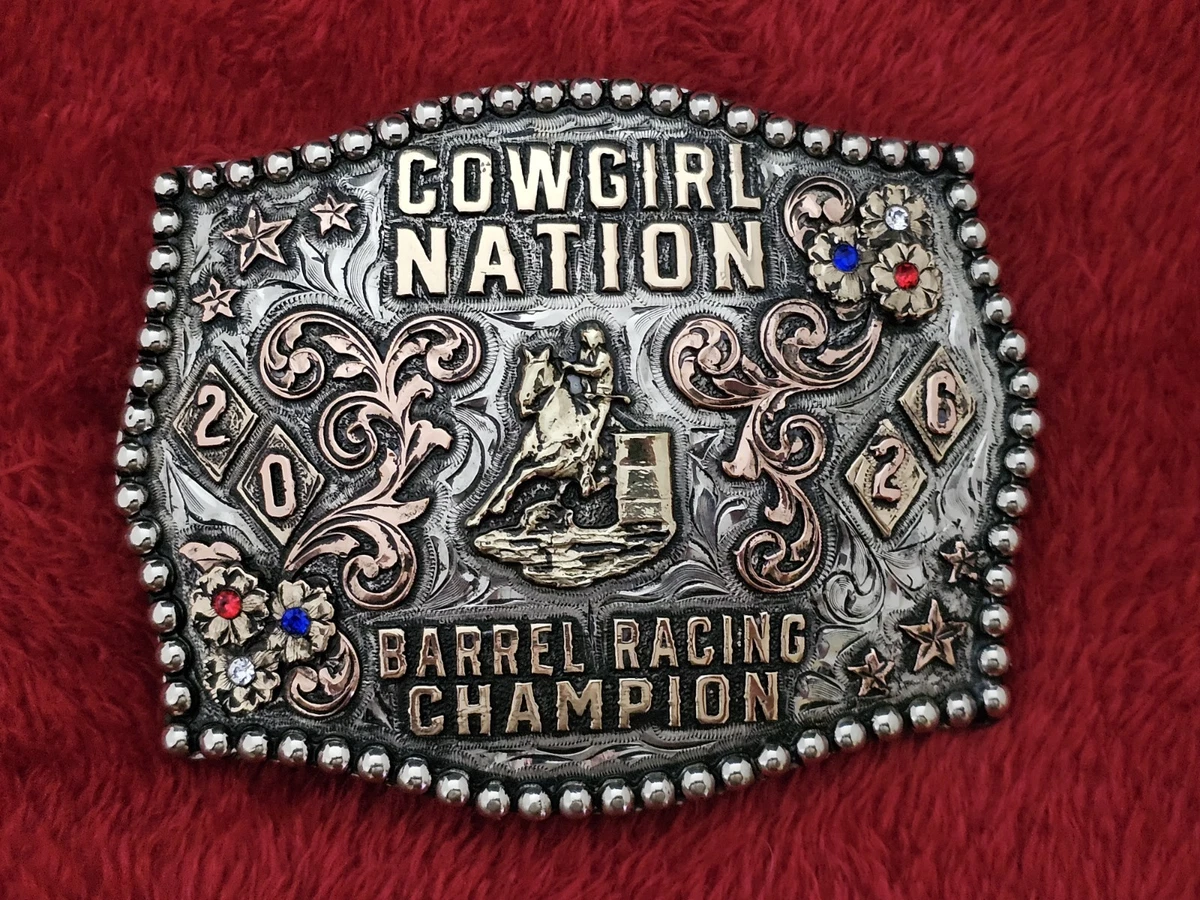 1st Annual AIRA Indian Rodeo Barrel Racing Champion Belt Buckle 1972 Sterling Molly main image 4