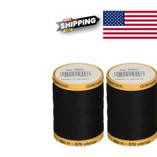 Mercerized Cotton Thread 2 Pack 876 Yards Black Strong for Machine Sewing