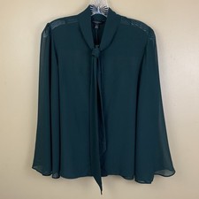 NWT Banana Republic Top Womens Medium Green Chiffon Sheer Scarf Blouse 2 Piece