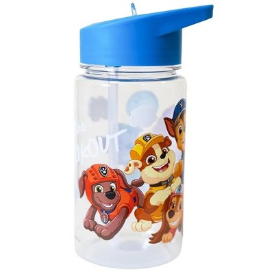 Paw Patrol kleine Trinkflasche Flachmann mit Strohhalm transparent Kinder Kids Jungen Chase